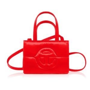 Telfar red puffer bag